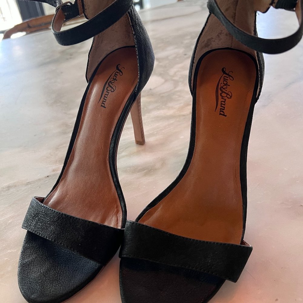 Lucky Brand high heel sandals, size 7.5, black